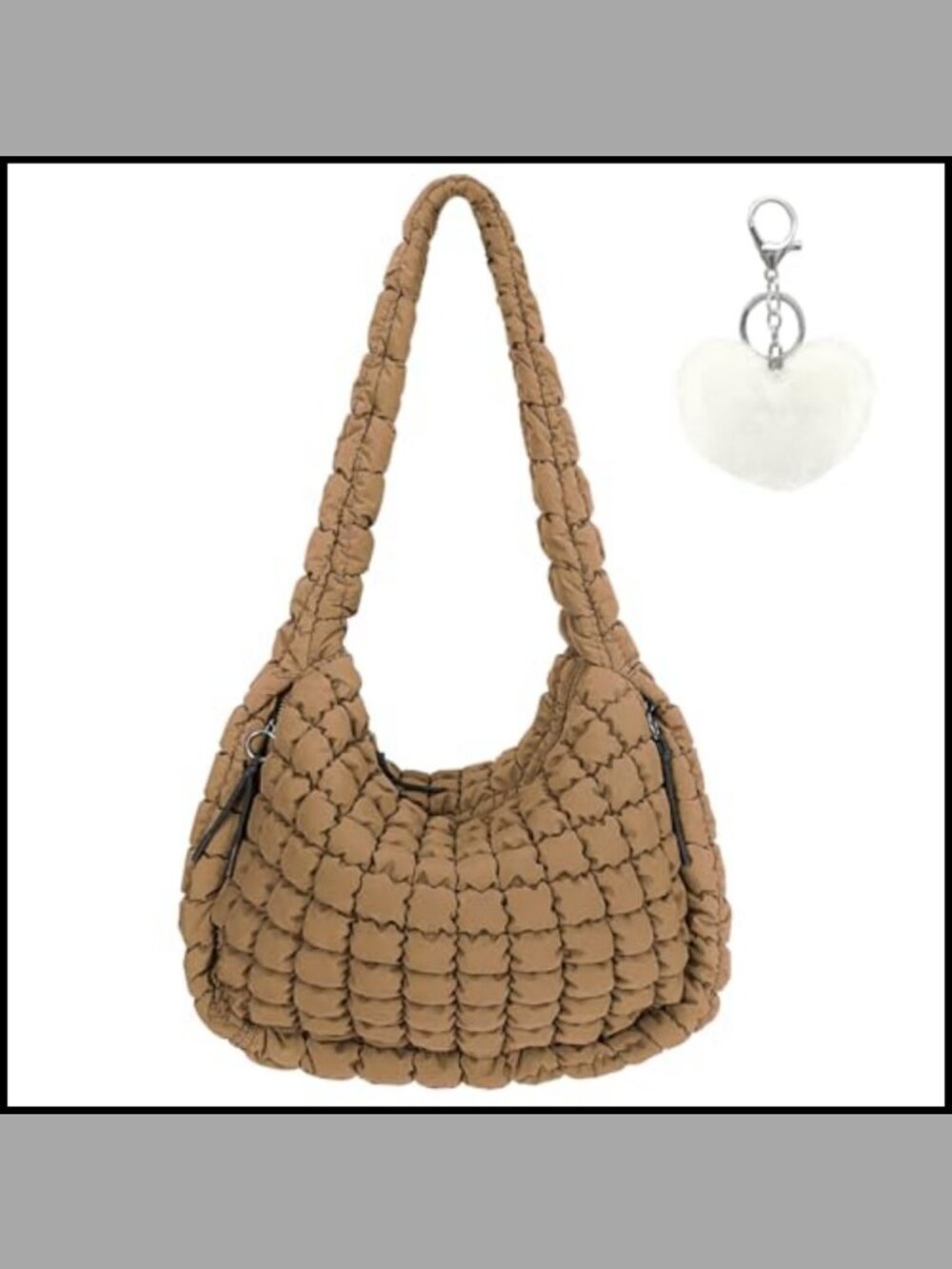 Large Quilted Puffer Tote Bag Nylon Crossbody Shoulder Purse